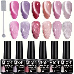 Cat Eye Gel Nagellakset, 7 Kleuren - 0.24oz, Hoogglans Effect, Loodvrije Gel met Magnetische Stokje, Geurloze DIY Manicure voor Nail Art, Kerst- & Halloween Cadeau