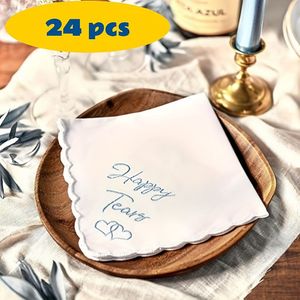 Bedankt Trouwgeschenk Geborduurde Zakdoekjes Set van 24 Stuks met Ontwerpen