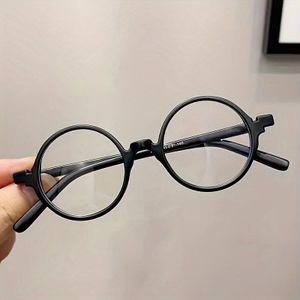 Retro Ronde Frame Heldere Lens Bril Minimalistische Mode Decoratieve Bril Bril Voor Dames Heren