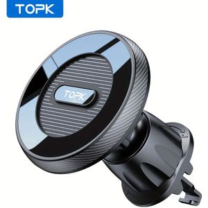 Topk Magnetic Car Phone Mount For, Powerful Support Single-hand Operation Metal Hook Magnetic Car Phone Holder Compatible With Iphone 15 14 Pro