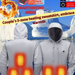 Heren- en dames 5-zone verwarming hoodie sweatshirts, USB beveiligingsinterface, intelligente 3-snelheid temperatuurcontrole, outdoor , fietsen, vrije tijd (BATTERIJ NIET INGEBUNDEN)