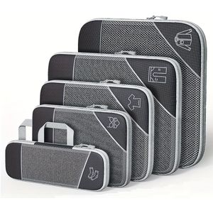 5pcs Large Capacity Packing Cubes Set With Shoe Bag - Durable Polyester, Travel Organizer Bags For Men And Women, Packing Cubes For Suitcases