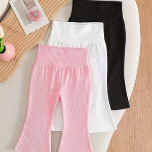 3-delige Baby Meisje Zomer Wijde Pijpenkous Broek | IJs Fiber Stof, Ademend, Kleur, Modieus, Geschikt voor Uitjes, Valentijnsdag Cadeau, voor Buiten