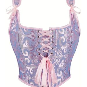 Corset Shapewear Klassieke Jacquard Modebeha Shapewear Dames Bralette met Dubbele Schouderbanden en Rugband voor Buitenkleding op Dansfeesten en Halloween