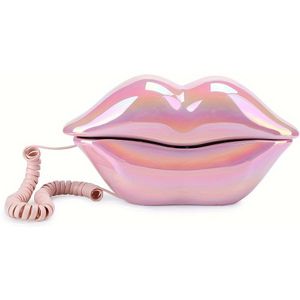 Chique Lipvormige Retro Vaste Telefoon - Nieuwigheid Cartoon Ontwerp, Bedraad met Echte Toetsen voor Thuis & Kantoor Decor, Perfect voor Fotoshoots, Films en Feesten