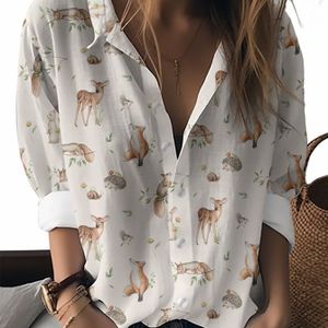 Casual Dames Overhemd met Lange Mouwen en Luipaardprint - Lichtgewicht Polyester, Knoopsluiting, Perfect voor Lente & Herfst, Volwassen Mode, Blouse met Luipaardprint