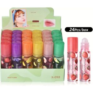 24 stuks/doos Vers fruitfeest Waterige lippenbalsem, Bevochtigende lippenx24