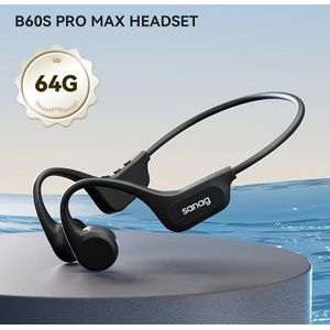 Sanag Echte Botgeleidingshoofdtelefoon B60S 64GB Open-Oor Draadloze MP3 Oordopjes voor Hardlopen en Fietsen