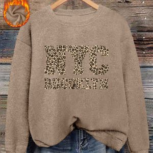Dames NYC Smoky Graphic Trui - & Bruine Lettering Pullover, Zachte Ronde Hals Trui voor Dagelijkse & Formele Outfits, Machinewasbare Tops, Layering Essential, Dames Truien