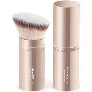 MAANGE 1pc Foundation Brush, Aluminium Brush Rod, Intrekbare Borstel, Hoge Kwaliteit Make-up Borstel, Zachte Haren, Kabuki Make-up Borstel, Reisfeest Draagbaar, Dames Cadeau