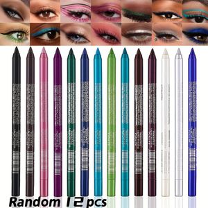 12-delige set waterdichte eyeliner pennen met glinsterende effecten - Inclusief oogschaduw, eyeliner en highlighter in een mix van kleuren