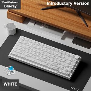 Ajazz Ak820 Ergonomic Wired Mechanical Keyboard With 75% Layout, Detachable Usb Cable, Backlit Keys, Metal Switches & Knob Design For Office And Daily Use, Keyboard For Computer, Ajazz