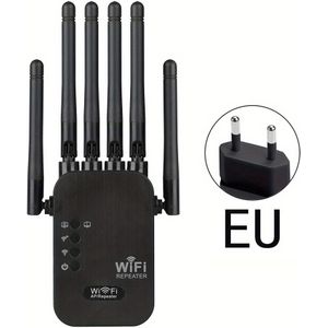 -WIFI Extender - 2.4G WiFi Signaalversterker met 6 Antennes, Ondersteunt WIFI6 - Langeafstands Draadloze Netwerkuitbreider voor Thuis, Kantoor & Winkelcentra met Ethernetpoort