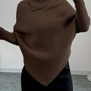 Irreguliere Cape-Stijl Vleermuismouw Trui met Kraag, Elegante Dames Top voor Herfst en Winter.