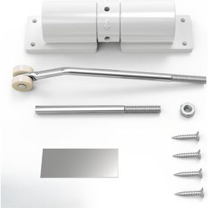 2 kleuren automatische deurcloser, zinklegering veiligheidsspringzegel, verstelbaar, 30 kg, wit/zwart, lichtgewicht, ongeladen, voor deur