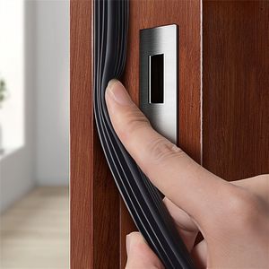 1pc Black Silicone Door Draft Stopper - Self-adhesive, Soundproof & Weatherproof, , Anti-collision Seal For Home Door & Window , Resin Material, Rubber