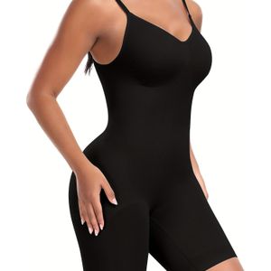 Dames Shapewear Bodysuit met Verstelbare Schouderbandjes, High-Waisted Shorts voor Buikcontrole en Lift.