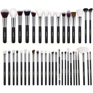 MAANGE 40- Professionele Make-up Kit, Foundation Borstel, Contourborstel, Poederkwast, Telescopische Make-up Kwasten, Reisgemakkelijke Set, Basis Make-up Gereedschap