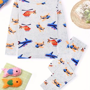 Pijjama-set voor jongens met lange mouwen en broek, leuke vliegtuigprint, volledig lichaam, vlamvertragend materiaal, licht beige-vriendelijke