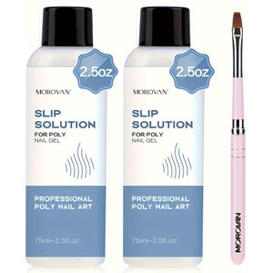 Morovan Poly Gel Slip Oplossing 150ml Poly Nagel Gel Vloeistof Slip Oplossing met Kwast Verlenging Nagel Vloeistof Slip Oplossing Flesdop als Beker Gemakkelijke DIY Gel Oplossing Thuis