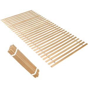 Rolling Slatted Frame 90x200cm, 28 Wooden Slats, Natural Wood, Ready Assembled, Foldable Design, Compatible With All Mattresses