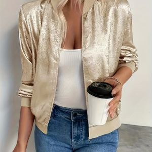 Dames Turkoois Blauw Kort Jasje - Elegante Korte Blazer met -Tone Rits, Gestructureerde Lente/Zomerjas voor Casual & Formele Gelegenheden, Glanzende Turkoois Bovenkleding (Handwas/Droogreinigen)