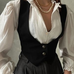 Elegant Women' V-neck Vest With Pearl Detail - Casual Polyester Sleeveless Jacket, Wear