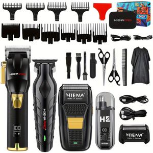 HIENA Professionele Haartrimmer Kit, Oplaadbare Draadloze Trimmer Set met Elektrische Foliescheerapparaat en Baardtrimmer, Oor- en Neusverzorgingstool en Gezichtsbehandelgereedschap