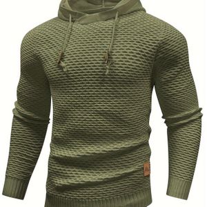 Heren Wafelgebreide Hoodie Voor Lente Herfst