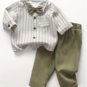 Three-Delige Jongens Herfst Gentleman Pak met Lange Mouwen Overhemd, Stropdas en Broek voor Pasgeborenen, Ideaal voor Buiten