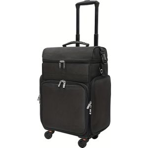 draagbare make-up case met verwijderbare stil rollen, professionele make-up trein case voor cosmetica, haarstylisten en nagelsalons, zwart, geen geur, oplaadbaar, batterijvrij