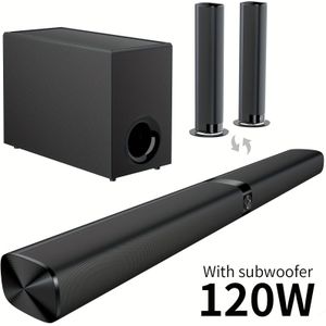 SoundBar voor Smart TV, 2-in- Bar Draadloze Speaker, Diepe Bas, Tv-Audiosysteem Met ARC/Optisch/AUX Voor Verbeterd Thuisbioscoopgeluid