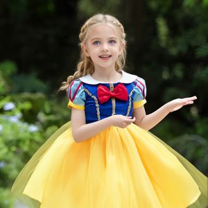 Meisjes Prinsessenjurk met Peter Pan Kraag, Korte Mouwen, Contrast Gaas, Sprookjesachtige Puffy Jurk, Must-Have voor Schattige Kinderen