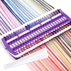 50-position Plastic Floss Organizer For Embroidery, Sewing And Stitch With 15 Reusable Labels - Thread Storage Holder With Non-woven Needle Fixer