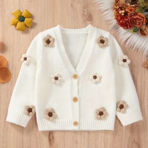 Peuter Baby Meisjes Vest Bloem Patchwork Prinses Gebreide Jas Met Lange Mouwen, Schattige Meisjes Trui Jas, Winter Baby Gebreid Vest Baby Gebreide Kleding