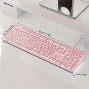 Esthetisch Toetsenbord van EWEADN met Volledig Metalen Paneel, 104 Bedels en Comfortabele Keycaps, en Wit Verlichting - Bedraad voor Spellen en Kantoor, Geschikt voor Windows Laptops