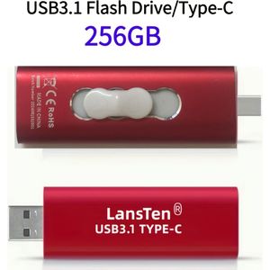 LansTen USB C Flash Drive 128GB/256GB 2-in-1 USB 3, 1 + USB Type C Duimdrive Hoge Snelheid Dubbele OTG Duimdrive USB Stick voor for samsung, voor for huawei, MacBook, enz