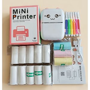 Draagbare Printer, Mini Zakformaat Draadloze Thermische Printprinter, Geschikt voor iOS Smartphones, Bluetooth Inktvrije Afdrukken van Labels, Bonnetjes, Foto's, Notities en Leerdoeleinden