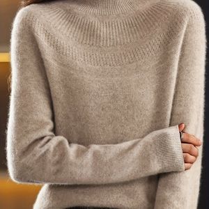 Plus Size Elegante Crew Neck Trui - Polyester Mengsel Gebreide Lange Mouw Pullover, Kleur, Licht Stretch, Lente/Herfst Collectie