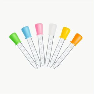 6-delige siliconen pipetset met bolvormige punten voor vloeistofoverdracht - geen batterijen nodig