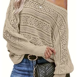 Dames Oversized Kabeltrui met Klokmouwen & Ronde Hals - Grijze Semi-Transparante Cardigan, Laagjesstuk, Knusse Kraagtrui voor Jeans of Jurken (Medium Rekbaar)