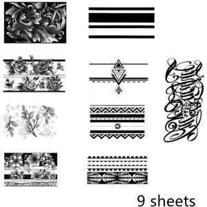 9 stuks arm ring tattoo applicaties waterdichte tijdelijke tattoo op de arm