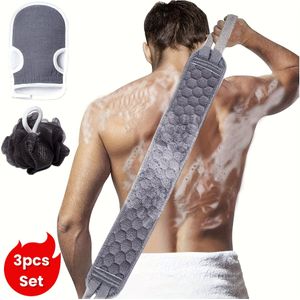 3 Stks / Set Exfoliërende Set Voor Badrug, Loofah-spons, Badhandschoen, Exfoliërende Badwashanddoek, Rugscrubber Voor Douche, Voor Spa, Massage En Bodyscrubs, Body Scrubber Badaccessoires