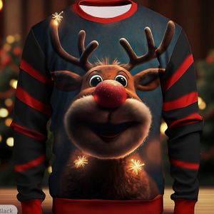 Heren de Rendier met Rode Kersttrui - Lange Mouwen Casual Pullover met Iconisch TV-Show Design, Feesttrui voor Feesten, Winteroutfits & Casual Kleding (Wasbaar in de Machine)