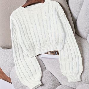 Vrouwen 100% Acryl Slim Fit Lange Mouw Ronde Hals Trui - Lichtgewicht 305gsm Casual Chique Korte Lengte Pullover voor Lente Zomer Herfst, Kleur Veelzijdige Top