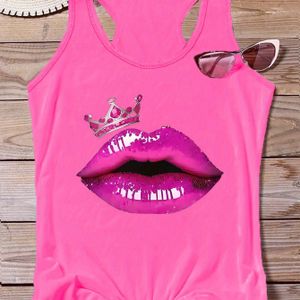 Damesmode Ronde Hals Kroon Tanktop - 100% Polyester Gebreide Stof, Licht Stretch, Sportieve Stijl, Zomer Mouwloos Shirt