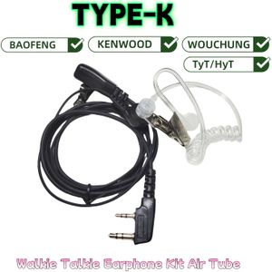 Walkie Talkie Oortelefoon Kit met Luchtbuis, Knoopclip en Microfoon - Duidelijke Eartube K Plug Handsfree Headset