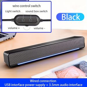 -computerspeakers voor , bedraad 2.0 dubbele luidspreker met LED-omgevingslicht, niet-waterdichte USB-aangedreven bureaublad-pc-speakers met 3,5 mm -aansluiting voor laptop, tablet, gameconsoles