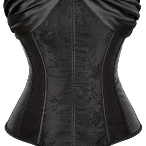 Kant Splicing Ruched Buis Top, Elegante Kruis Strik Lint Korset Topless Top, Vrouwenkleding