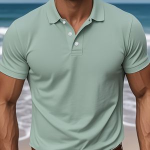 Heren Klassieke Witte Polo-shirt - Stijlvolle Korte Mouw, 100% Polyester, Knoppen, Perfect voor Golf en Tennis, Zomer Casual Wear